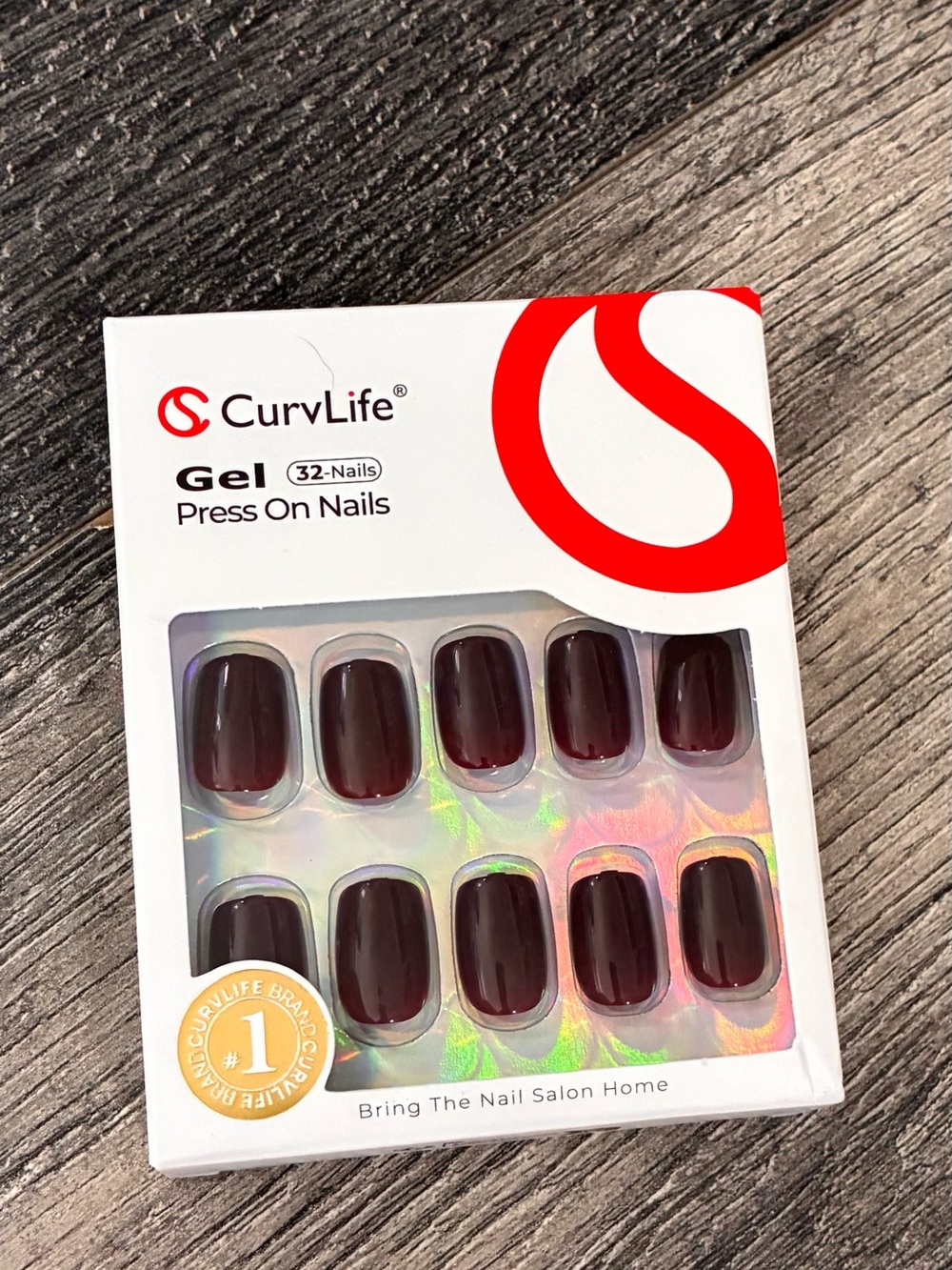 Gel Press-On Nails in Deep Burgundy